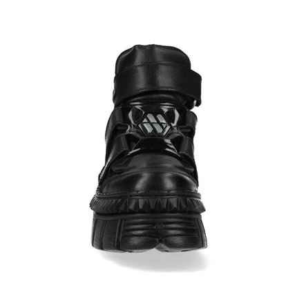 New Rock Metallic Ankle Leather Boots-WALL285-S3