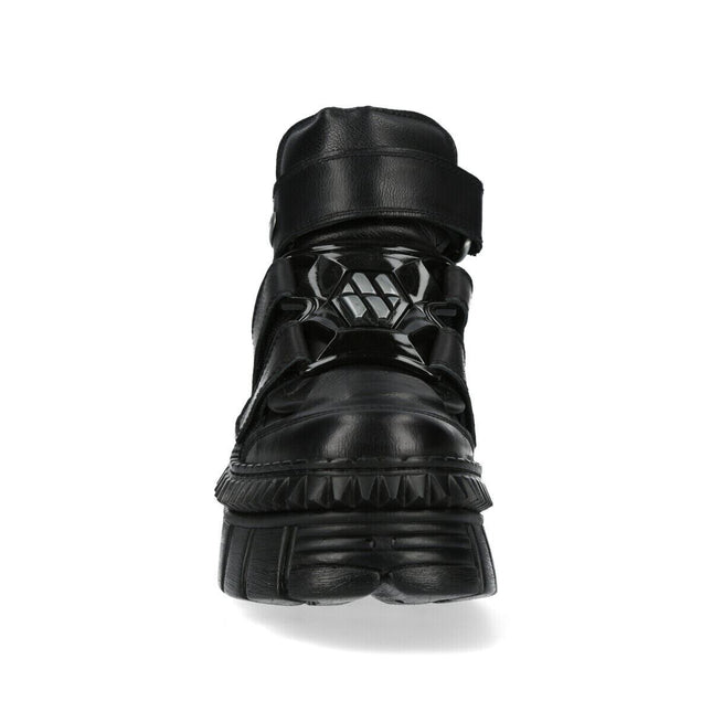 New Rock Metallic Ankle Leather Boots-WALL285-S3