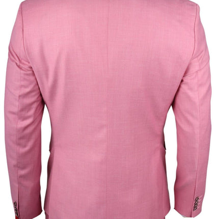 Men's 3 Piece Pink Tailored Fit Party Suit Race Day