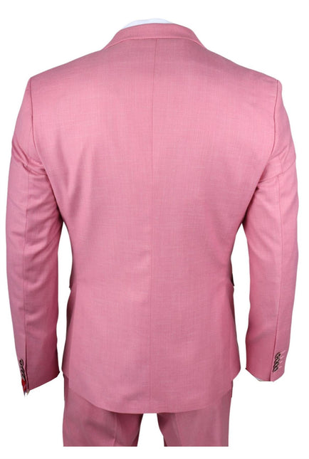 Men's 3 Piece Pink Tailored Fit Party Suit Race Day