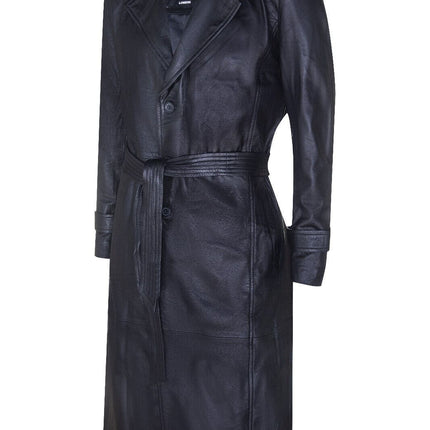 Mens Leather Full Length Trench Coat-Appleton