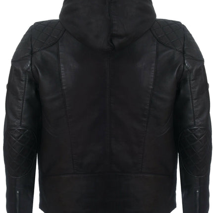 Mens Retro Hooded Leather Bomber Jacket-Zaria