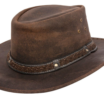Cowboy Aussie Real Leather Hat Australian Brown Western Outback Bush Hat