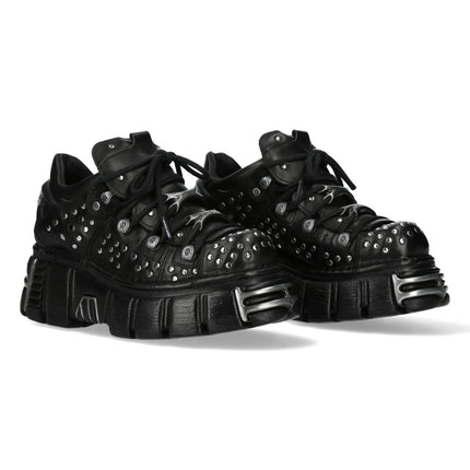 New Rock M-120Nr-C1 Black Leather Gothic Platform Ankle Boots