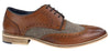 Mens Classic Oxford Tweed Brogue Derby Shoes In Tan Leather