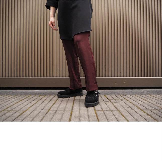 TUK Pointed Creeper Black Suede Monk Buckle Platform Shoes - A8139