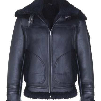 Mens Retro Biker Sheepskin Jacket-Avignon
