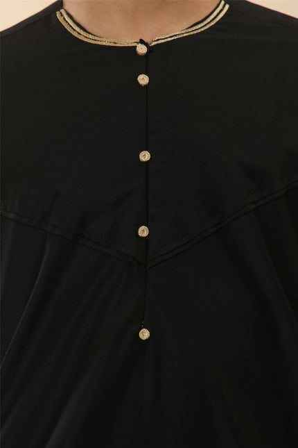 Kid's Boys Black Omani Eid Thobe  Saudi Emirati Jubba Robe