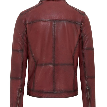 Men's Vintage Classic Short Soft Leather Biker Jacket