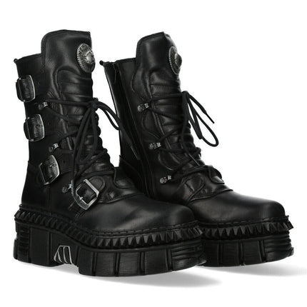 New Rock Mid-Calf Leather Platform Boots-WALL373-S6