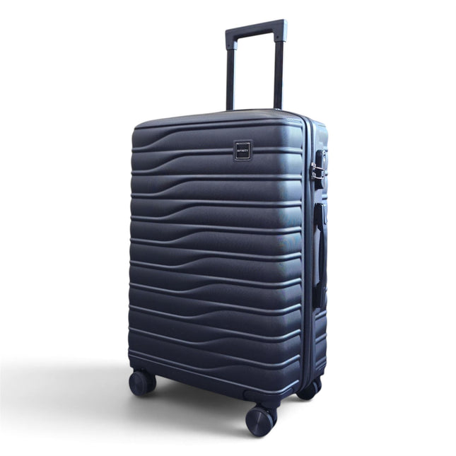 Hardshell Black Suitcase Set Robust 8 Wheel Luggage Cabin Case Bag