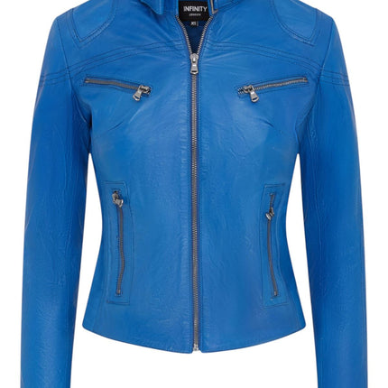 Womens Slim-Fit Leather Biker Jacket-Maldon