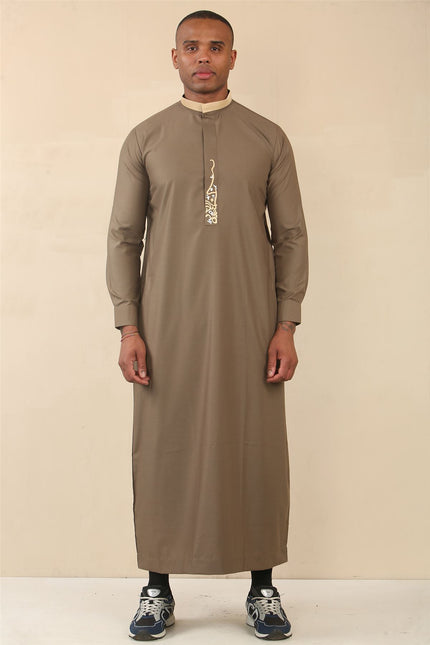 Men's Brown Thobe Arab Saudi Emirati Islamic Clothing Jubba Robe