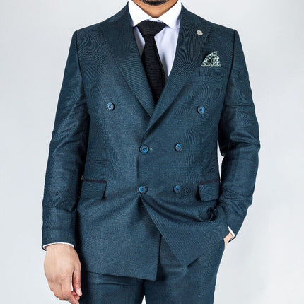 Men's Classic Olive Double Breasted 2-Piece Suit
