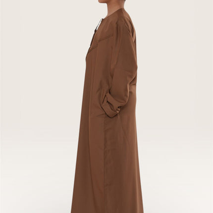 Kids Boys Eid Camel Brown Moroccan Jubba Robe Djellaba Ramadan Eid Thobe - K-HM11