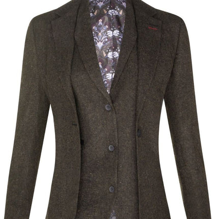 Womens 1920s Olive Green Wool Classic Retro Vintage Blazer