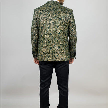 Men's 4 Piece Green Paisley Wedding Suit Tailor Fit