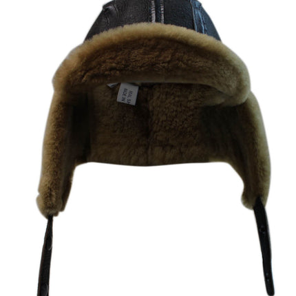Men's B3 Brown Ginger RAF Aviator Sheepskin B-55 WW2 Trapper Flying Hat