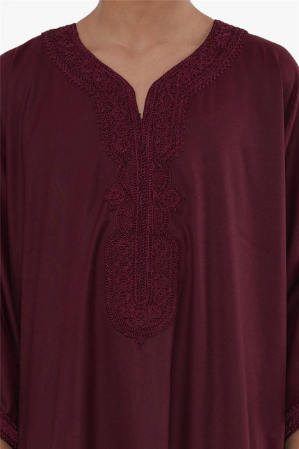 Kid's Boys Red Moroccan Thobe Jubba Robe Eid Djellaba Gandoura - K-HM62