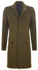 Men's Long Olive Wool Slim Fit Overcoat