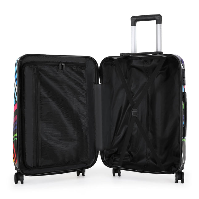 Hardside Shell Suitcase Set Hearts Print Luggage Lightweight Cabin Travel Bag