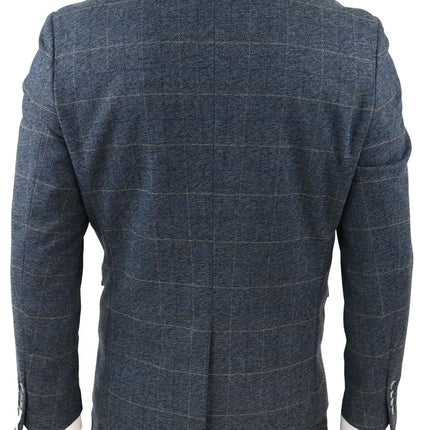 Mens 3 Piece Blue Tweed Check Vintage Suit