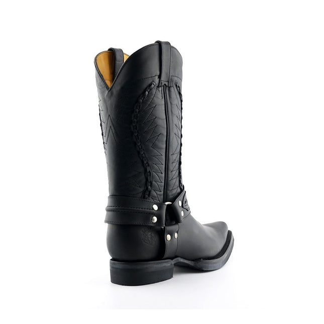 Grinders Mens Black Leather Cowboy Boot - Galveston