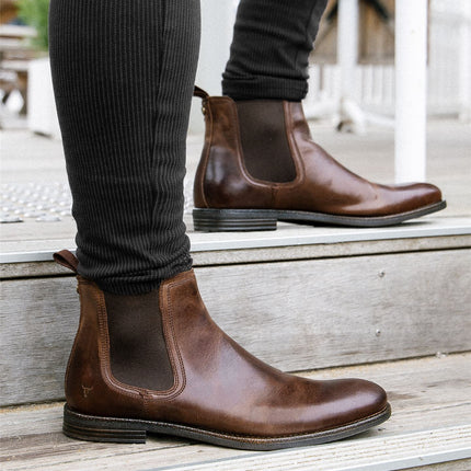 Windsorsmith Mens Brown Leather Chelsea Ankle Dealer Boots - Sergio