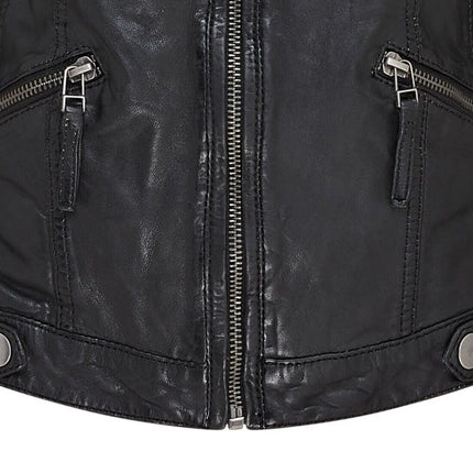 Womens Hooded Classic Biker Jacket - Brazzaville