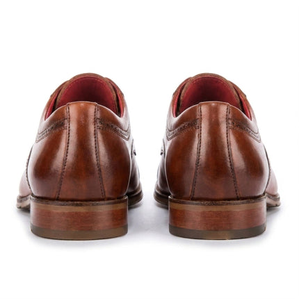 Justin Reess Men's Polished Brown Leather Cap Toe Derby Shoes - Everett