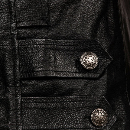 Mens Cowhide Leather Peacoat-Leiden