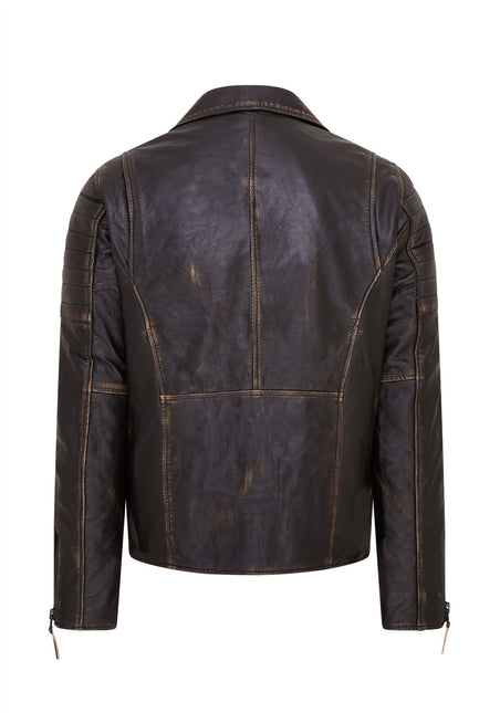 Mens Slim Fit Brando Style Double Cross Zip 100% Leather Biker Jacket