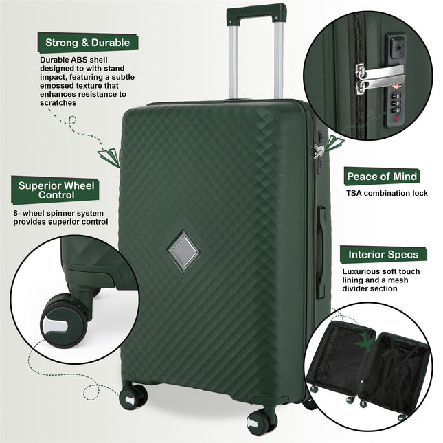Dual 4 Wheel Robust Lightweight TSA Hard Shell Suitcase Luggage Travel Bags Set