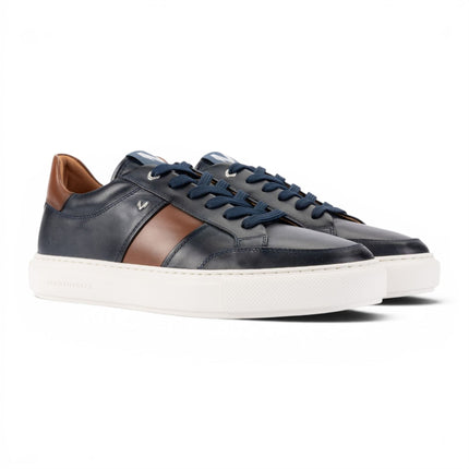 Martinelli Men's Blue Leather Sneakers Trainer Shoes - Hastings