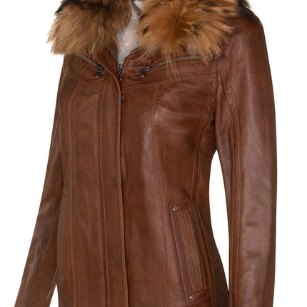 Womens Leather Parker Jacket-Arvada