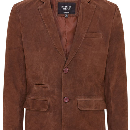 Mens Suede Blazer Jacket Soft Real Italian Leather Fitted Vintage Coat