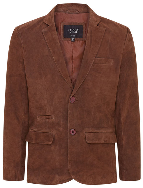 Mens Suede Blazer Jacket Soft Real Italian Leather Fitted Vintage Coat