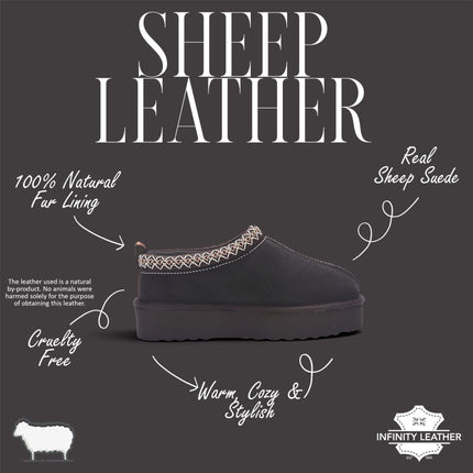 Women’s Brown Genuine Sheepskin Real Fur Winter Platform Slippers - Polar