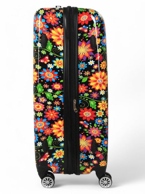 Strong Expandable Hard Shell Dual 4 Wheel Suitcase Set Print Luggage Cabin Travel Bag
