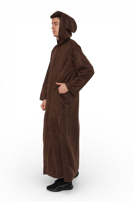 Men's Hooded Eid Brown Moroccan Jubba Robe Ramadan Eid Thobe - HM12