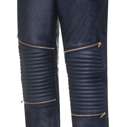 Mens Leather Zip Jeans-Ancona