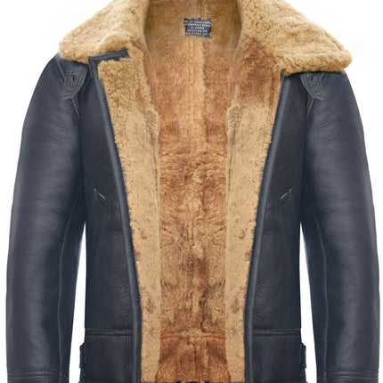Mens B3 WW2 Leather Sheepskin Aviator Flying Jacket-Charleston