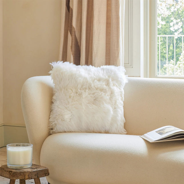 Genuine Sheepskin Ivory  40x40cm Real Wool Single Sided Cushion