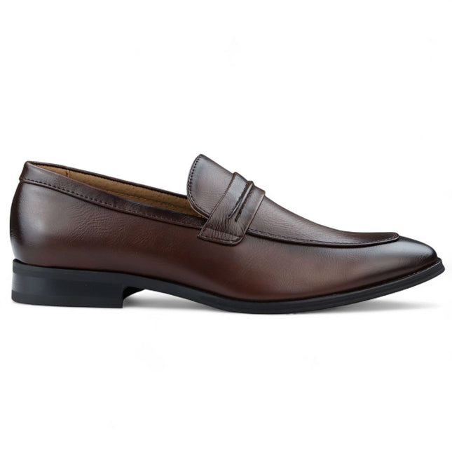 Men's Brown Slip-On Loafers Leather Lined Smart Shoes