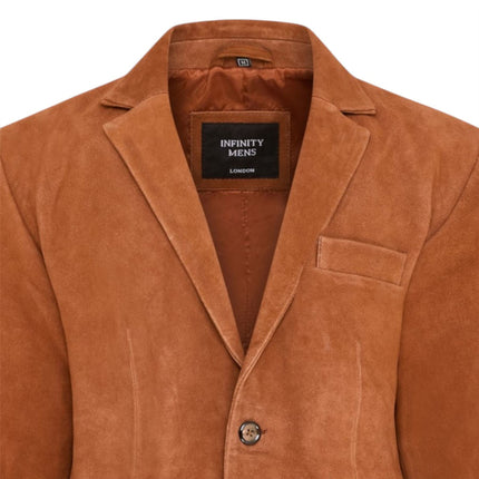 Mens Suede Blazer Jacket Soft Real Italian Leather Fitted Vintage Coat