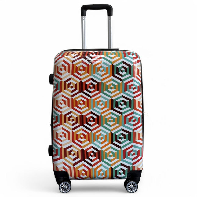 Strong Expandable Hard Shell Dual 4 Wheel Suitcase Set Print Luggage Cabin Travel Bag
