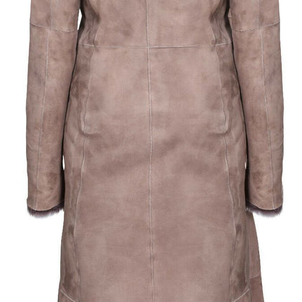 Womens Suede Toscana Sheepskin Hooded Trench Coat-Rushden