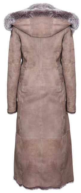Womens Suede Toscana Sheepskin Hooded Trench Coat-Rushden