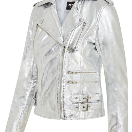 Womens Leather Brando Biker Jacket-Orlando