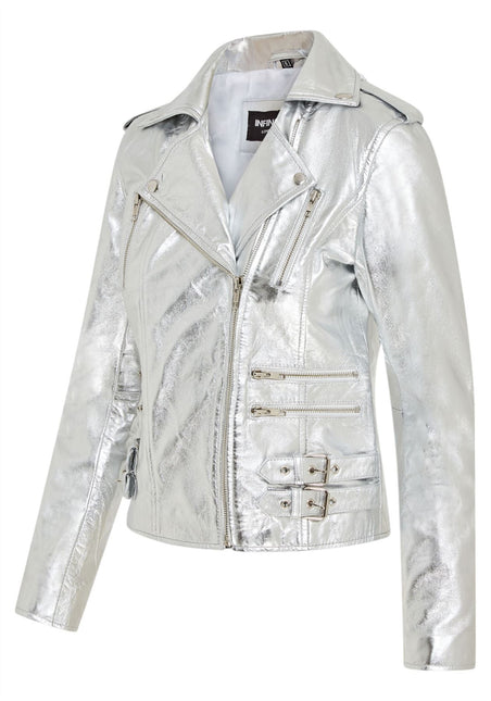 Womens Leather Brando Biker Jacket-Orlando